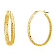 thumbnail image 1 of 10k Yellow Gold 4mm 22 X 32mm Full X Sparkle-Cut Oval Hoop Earrings Hoop Earring for Women, 1 of 2