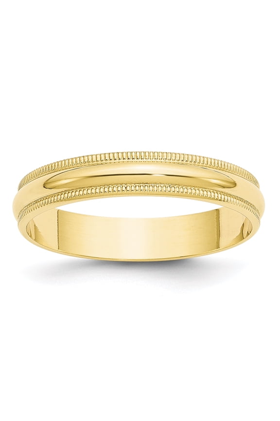 10k Yellow Gold 4mm Lightweight Milgrain Half Round Band Size 10