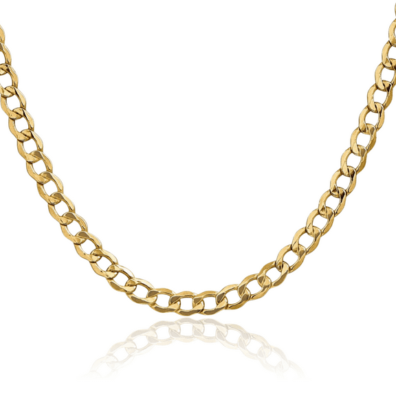 10K Solid Yellow Gold 5.25mm Curb Link Chain Necklace 16 inch