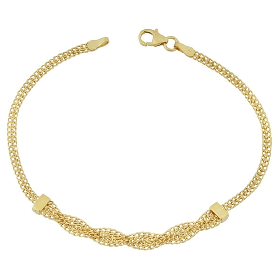 KoolJewelry 10k Yellow Gold 5.4mm Braided Curb Link Bracelet (7.5 inches)