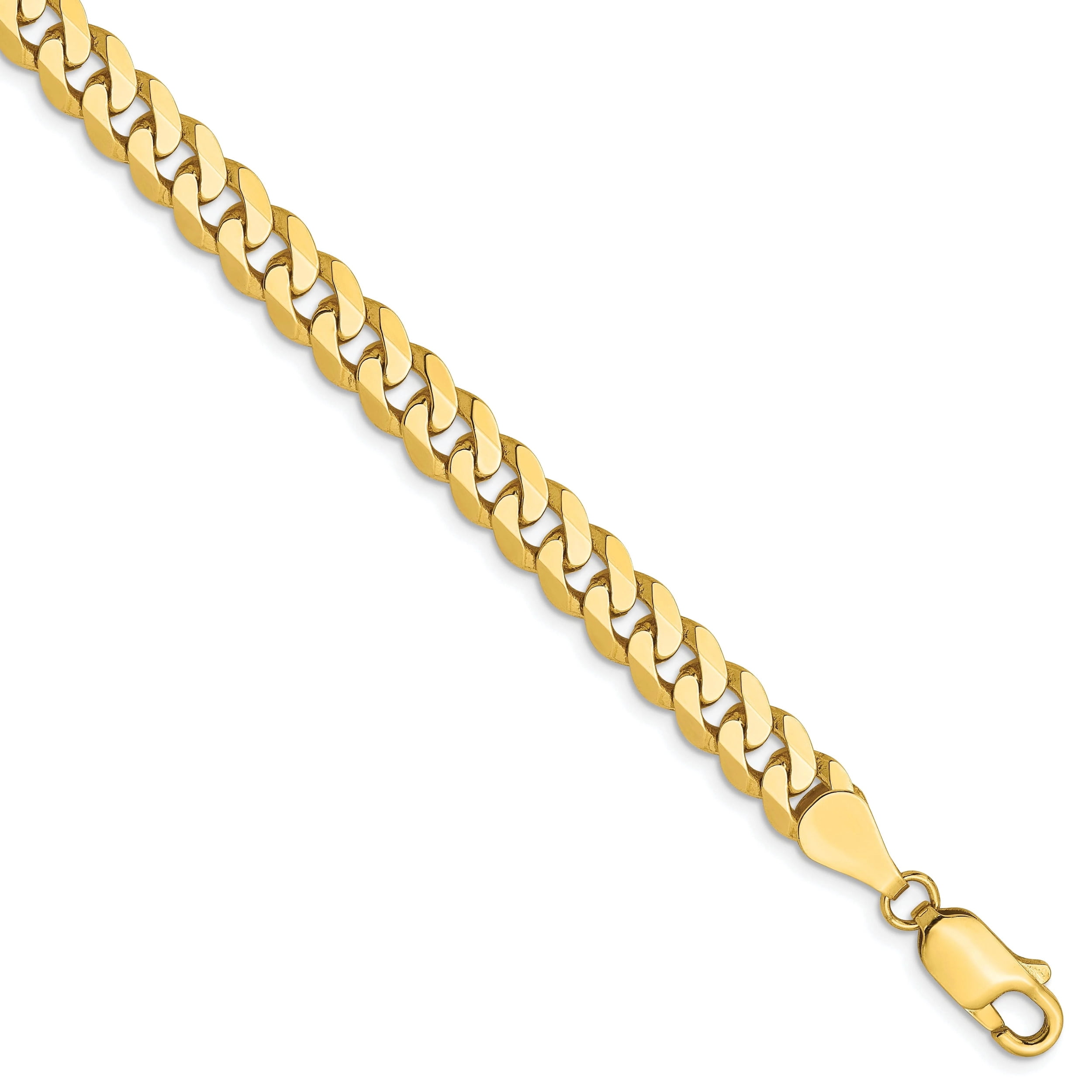 10k Yellow Gold 5.75mm Flat Beveled Curb Chain - Walmart.com