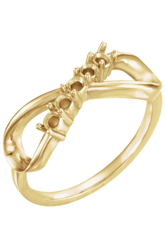 10k Yellow Gold 5 Five-Stone Infinity-Inspired Family Fashion Ring Fine Jewelry For Women Gifts For Her (Mounting Only, Not All Stones Included), Size 7