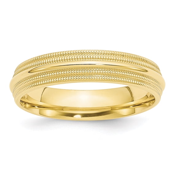 10k Yellow Gold 5mm Double Milgrain Comfort Fit Band Size 10.5