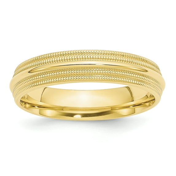 10k Yellow Gold 5mm Double Milgrain Comfort Fit Band Size 9