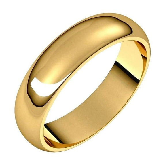 10k Yellow Gold 5mm Half Round Band Ring Size 12.5 Ring for Women and Men - 5.3 Grams