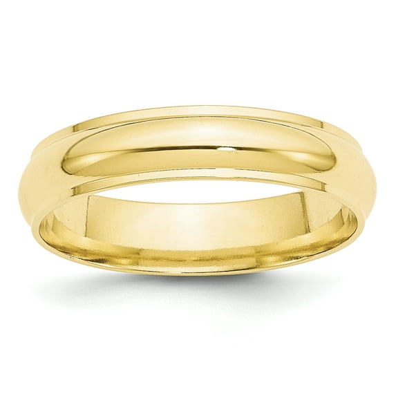 10k Yellow Gold 5mm Half Round with Edge Band Size 12