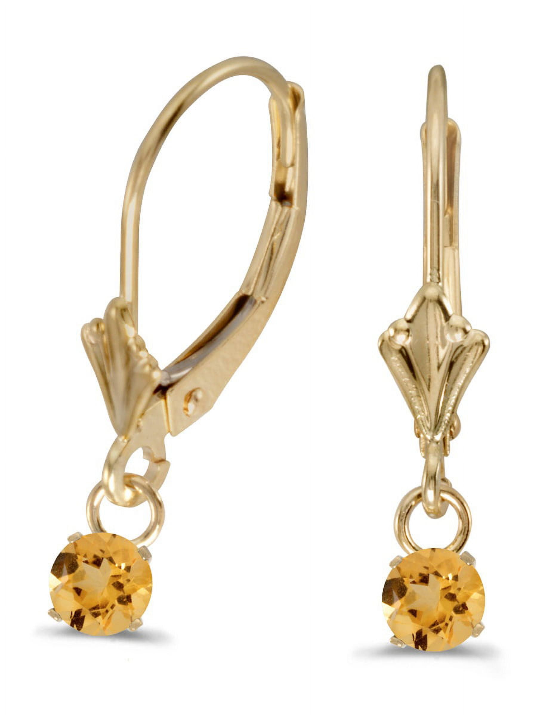 DIRECT-JEWELRY 10k Yellow Gold 5mm Round Genuine Citrine Lever-back Earrings