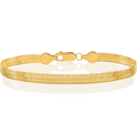10K Solid Yellow Gold 5mm Herringbone Chain Bracelet