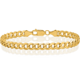 thumbnail image 1 of 10K Solid Yellow Gold 6.25mm Curb Link Chain Bracelet, 1 of 3