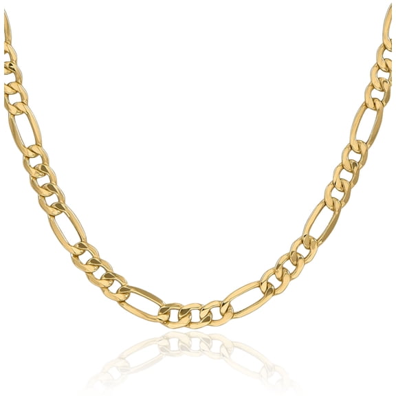 10K Solid Yellow Gold 6.25mm Figaro Link Chain Necklace