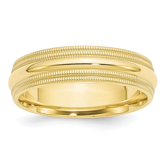 10k Yellow Gold 6mm Double Milgrain Comfort Fit Band Size 12.5