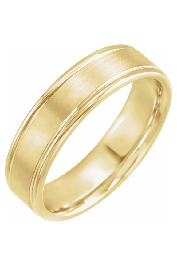 10k Yellow Gold 6mm Grooved Bridal Wedding Engagement Anniversary Band Ring with Satin Finish Fine Jewelry For Women Gifts For Her, Size 8.5