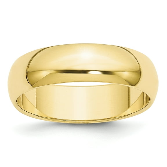 10k Yellow Gold 6mm Half Round Wedding Band Size 6.5 1HR060
