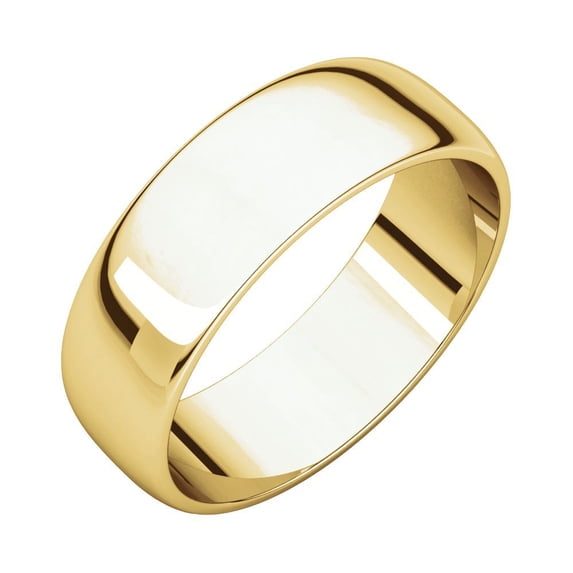 10k Yellow Gold 6mm Light Half Round Band Ring - 4.3 Grams - Size 9.5