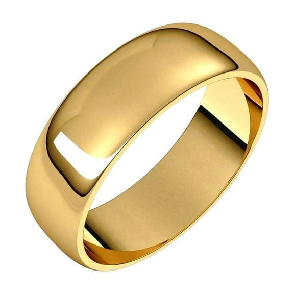 10k Yellow Gold 6mm Light Half Round Band Ring Size 11 Ring for Women and Men - 4.6 Grams