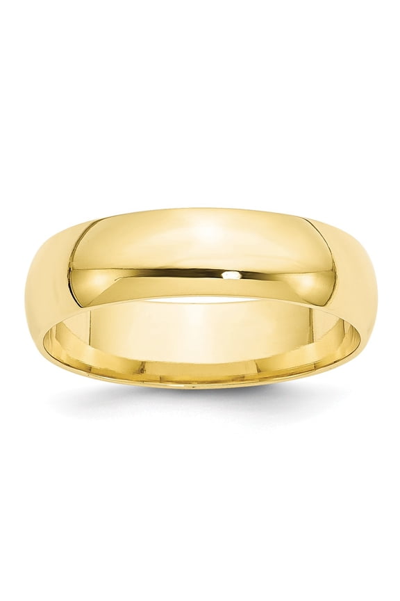 10k Yellow Gold 6mm Lightweight Comfort Fit Wedding Band Size 4.5