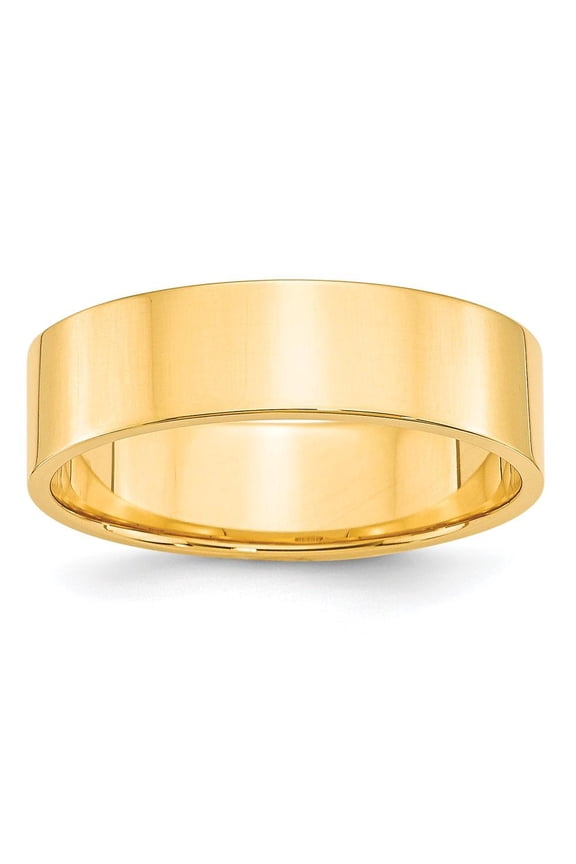 10k Yellow Gold 6mm Lightweight Flat Bridal Engagement Wedding Band Ring Fine Jewelry For Women Gifts For Her, Size 10