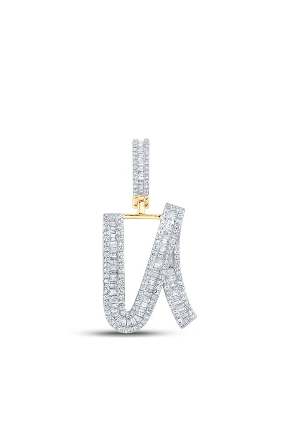 10k Yellow Gold 7/8 CTW Natural Diamond Initial "U" Mens Charm 5.62 Grams