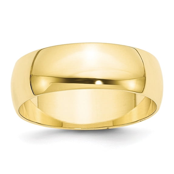 10k Yellow Gold 7mm Lightweight Half Round Wedding Band Size 7