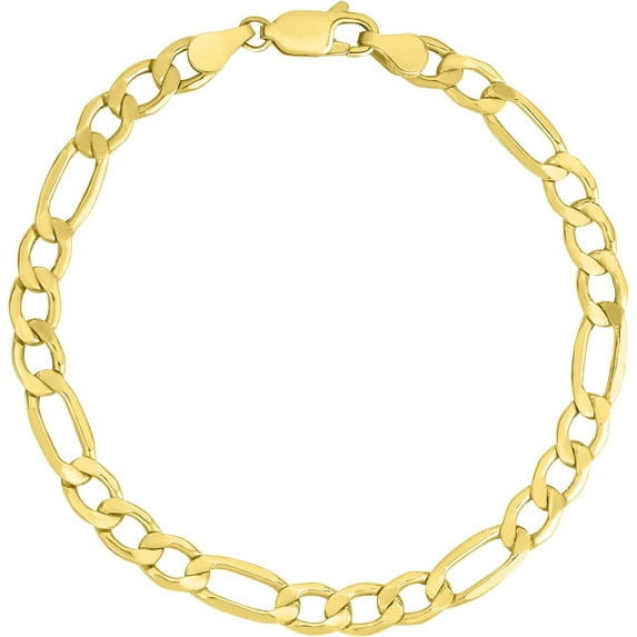 10k Yellow Gold 7mm Lite Figaro Chain Link Bracelet or Anklet