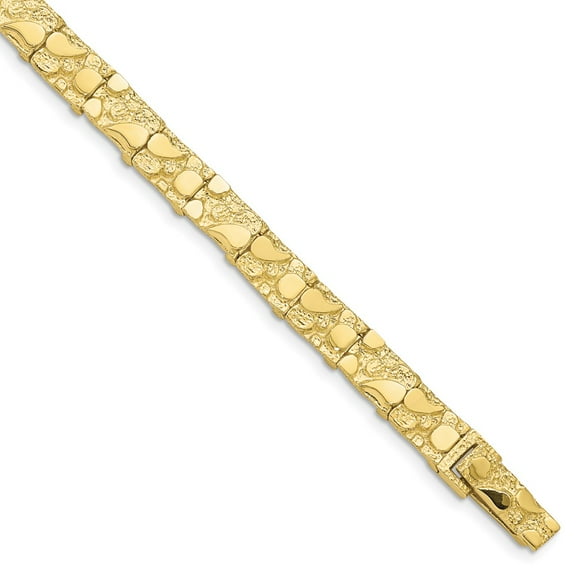 10k Yellow Gold 7mm Nugget Bracelet Fine Jewelry For Women Gifts For Her, 7"
