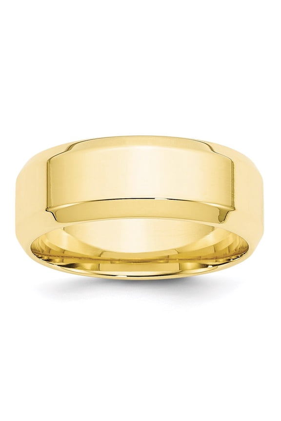 10k Yellow Gold 8mm Bevel Edge Comfort Fit Bridal Engagement Wedding Band Ring Fine Jewelry For Women Gifts For Her, Size 9