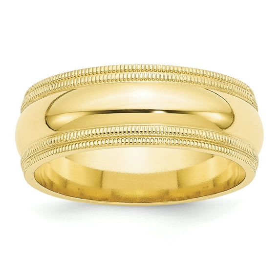 10k Yellow Gold 8mm Double Milgrain Comfort Fit Band Size 5.5