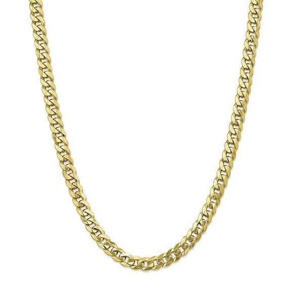 10k Yellow Gold 8mm Flat Beveled Curb Chain
