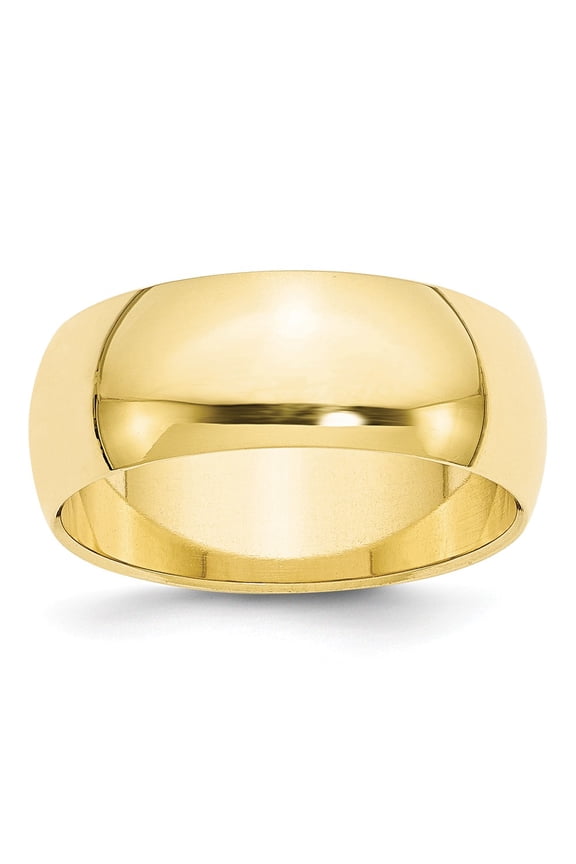 10k Yellow Gold 8mm Half Round Wedding Band Size 14