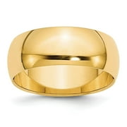 JEWELRYPOT 10k Yellow Gold 8mm Half Round Wedding Band Size 8.5 1HR080