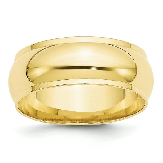 10k Yellow Gold 8mm Half Round with Edge Band Size 12.5
