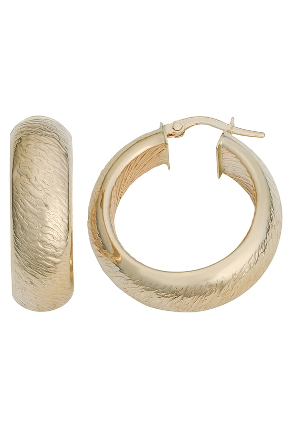 KoolJewelry 10k Yellow Gold 8x20mm Stone Finish Hoop Earrings