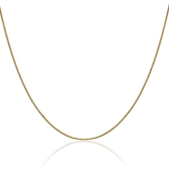 10K Solid Yellow Gold 0.9mm Box Link Chain Necklace