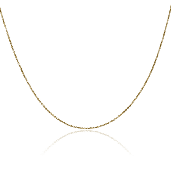 10K Solid Yellow Gold 0.9mm Cable Rolo Link Chain Belcher Necklace