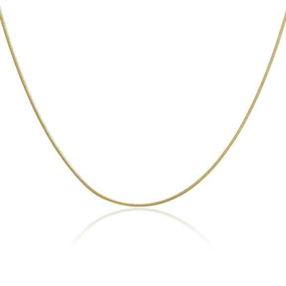 10K Solid Yellow Gold 0.9mm Round Cubetto Omega Snake Chain Herringbone Necklace
