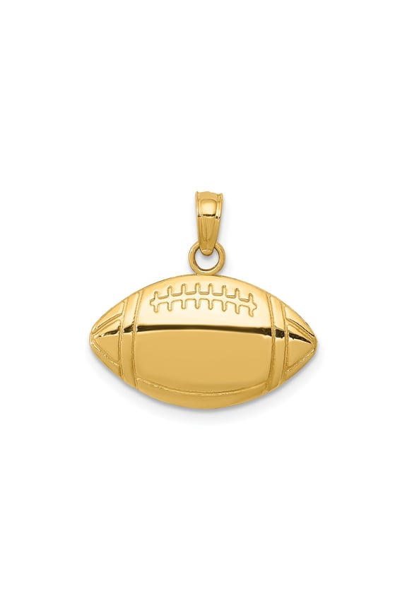 10k Yellow Gold American Football Pendant for Men or Unisex Wear, Sports Charm Necklace Symbolizing Strength, Team Pride, Athletic Style, Rugged Jewelry for Game Day or Everyday Apparel