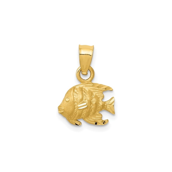 10k Yellow Gold Angelfish Pendant for Women or Unisex, Tropical Ocean Symbolic Jewelry with Coastal Nautical Style, Marine Life Nature-Inspired Accessory