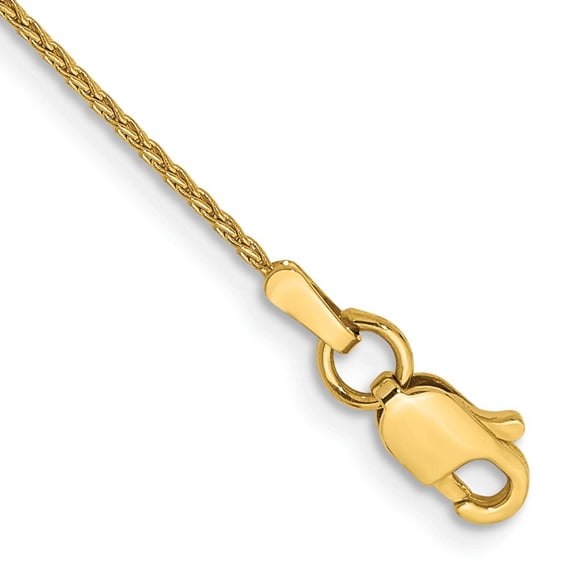 10k Yellow Gold Anklet 10 inch 1 mm Parisian Wheat Chain