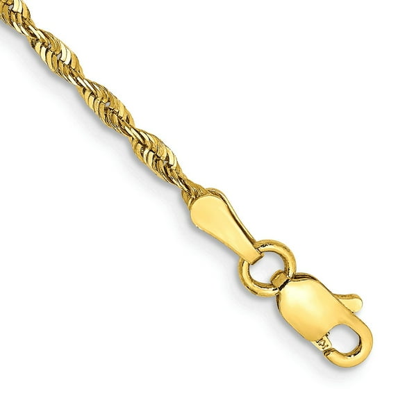 10k Yellow Gold Bracelet Chain Styles Rope 2 mm 7 in 2.0 Extra-Light D/C