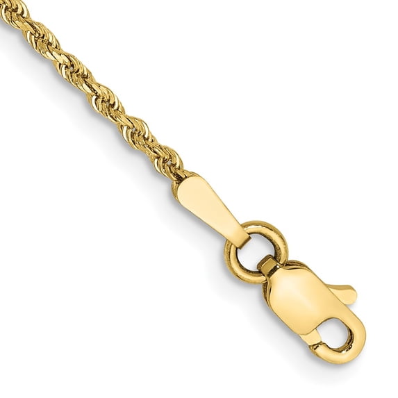 10k Yellow Gold Anklet 9 inch 1.5 mm Diamond-cut Rope Chain
