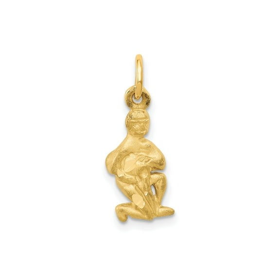 10k Yellow Gold Aquarius Pendant with Kneeling Water Bearer Symbol, Zodiac Astrology Necklace for Women or Unisex, Celestial Air Sign Jewelry Representing Individuality and Innovation