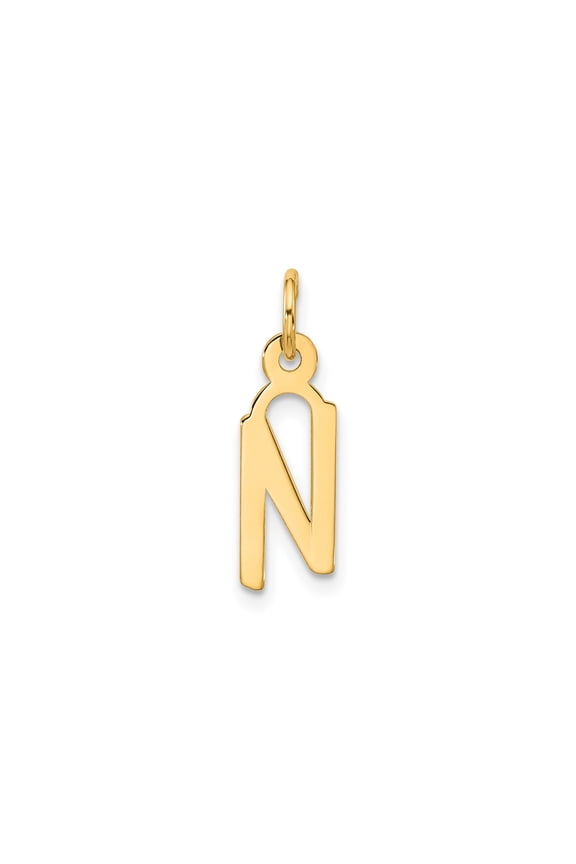 10k Yellow Gold Arabic Nun Pendant Necklace, Christian Symbol of Faith for Men and Women, Religious Spiritual Jewelry Charm in Middle Eastern Style