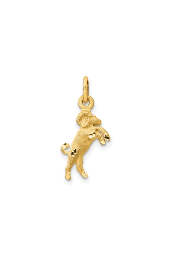 10k Yellow Gold Aries Zodiac Pendant with Ram Design, Astrology Necklace for Women or Unisex Wear, Horoscope Jewelry, Celestial Fire Sign Symbol, April Star Talisman