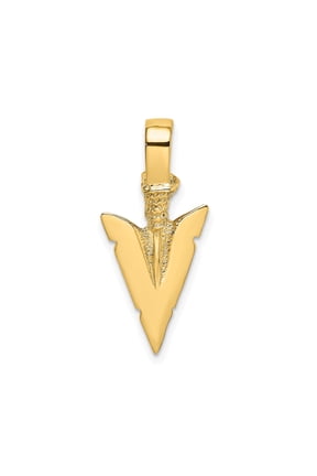 10k Yellow Gold Textured Arrowhead Pendant Charm, Tribal Design for Men