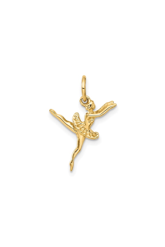 10k Yellow Gold Ballerina Pendant for Women, Elegant Dance Jewelry with Tutu and Bun, Graceful Dancer Charm Symbolizing Ballet Passion and Style