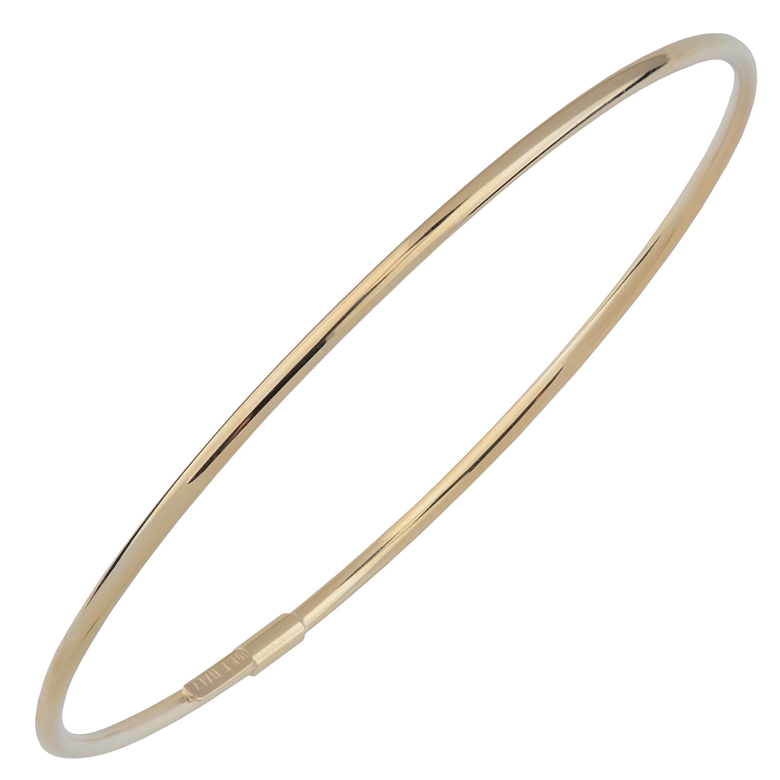 KoolJewelry 10k Yellow Gold Bangle Bracelet (2 mm, Fits up to 8 inches) | Jewelry for Women