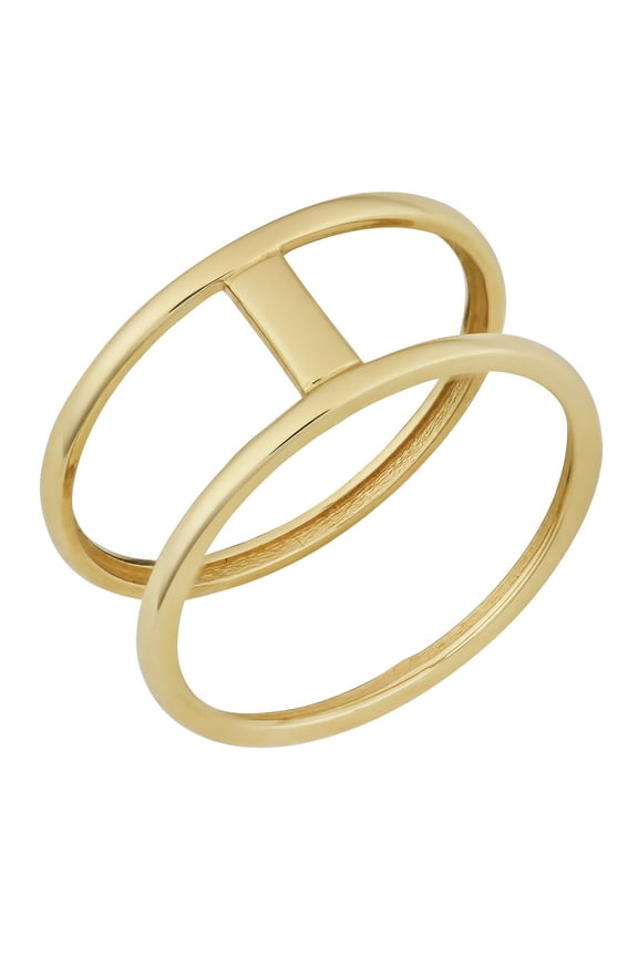 KoolJewelry 10k Yellow Gold Bar Double Ring (size 6)