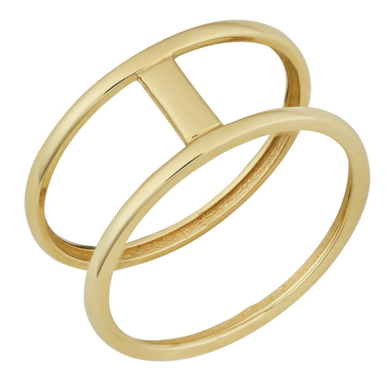 KoolJewelry 10k Yellow Gold Bar Double Ring (size 7)