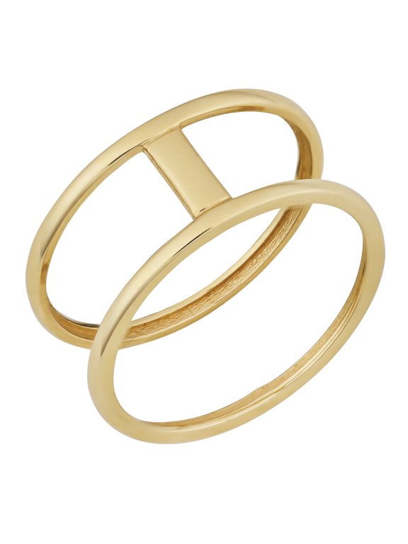 KoolJewelry 10k Yellow Gold Bar Double Ring (size 9)