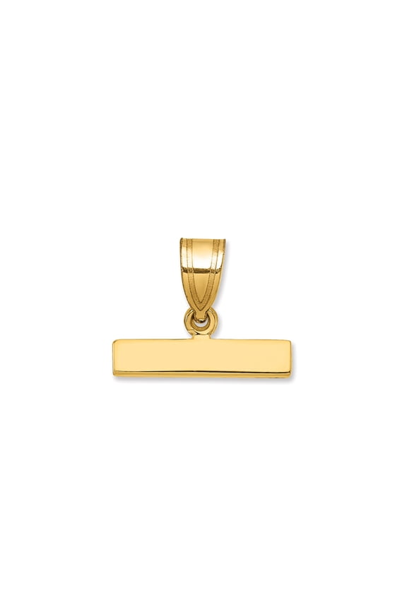 10k Yellow Gold Rectangular Bar Pendant Charm, Polished Engravable Design